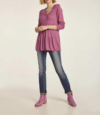 HEINE Damen Stufenvolantpullover, fuchsia