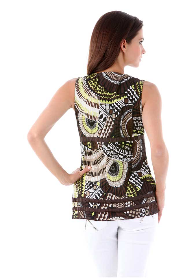 Vivance Collection Damen Blusentop, braun-bunt
