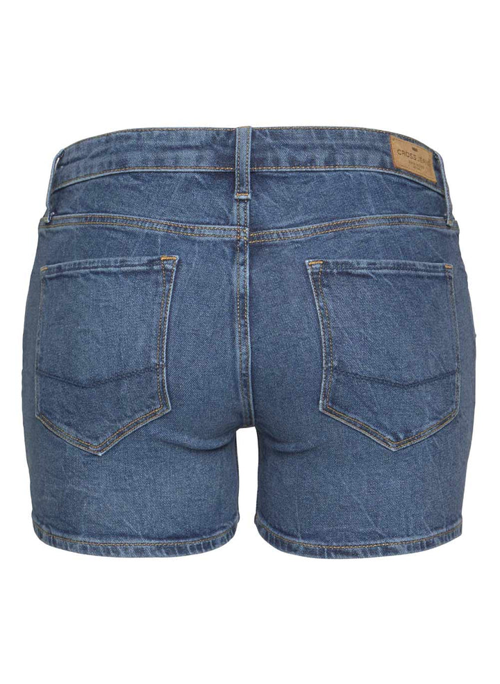 Cross Damen Marken-Jeansshorts mit Perlen, blau