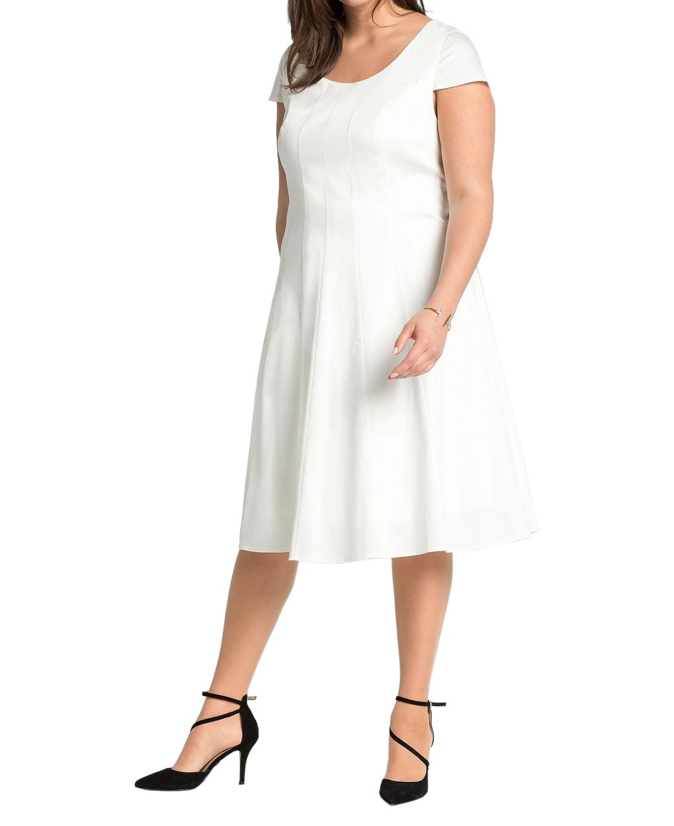 Sheego Damen Bahnenkleid, offwhite