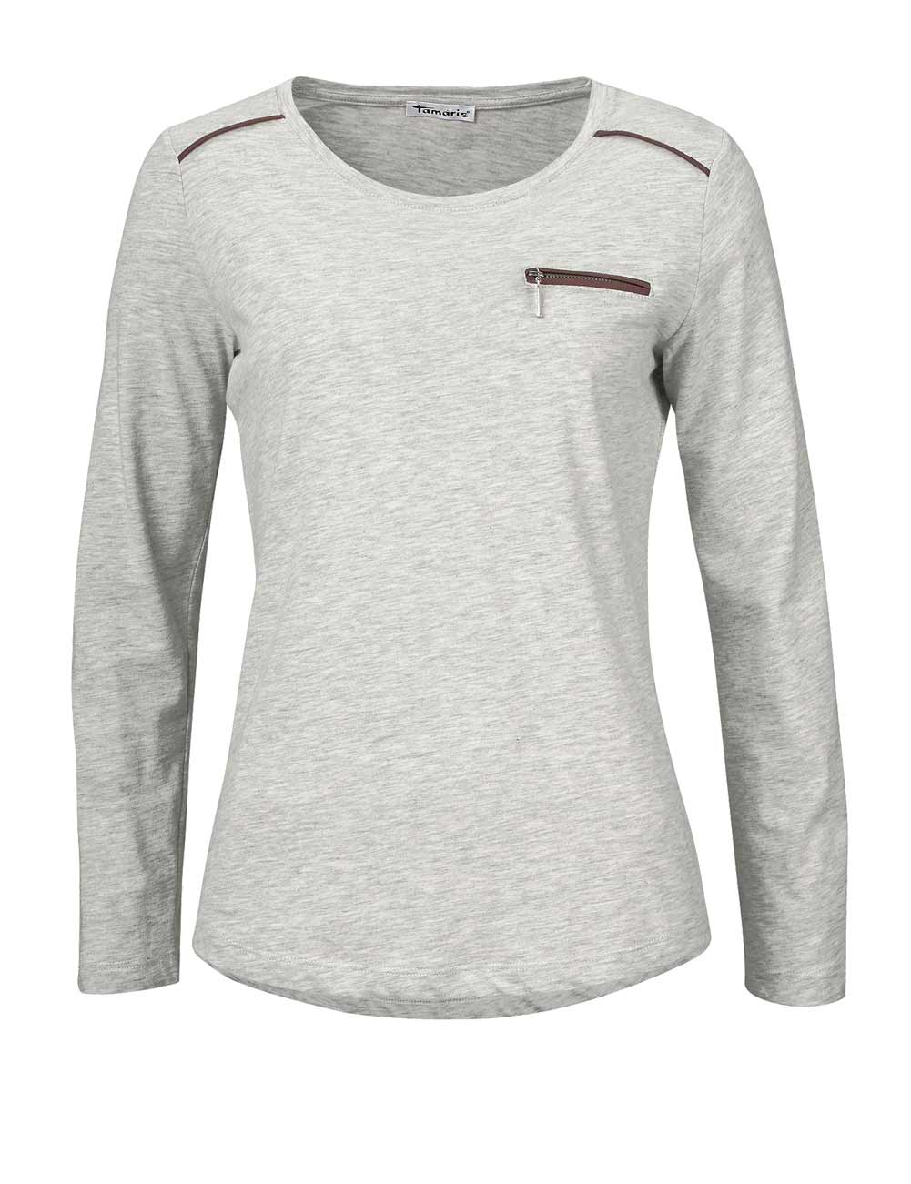 Tamaris Damen Marken-Jerseyshirt, grau-melange
