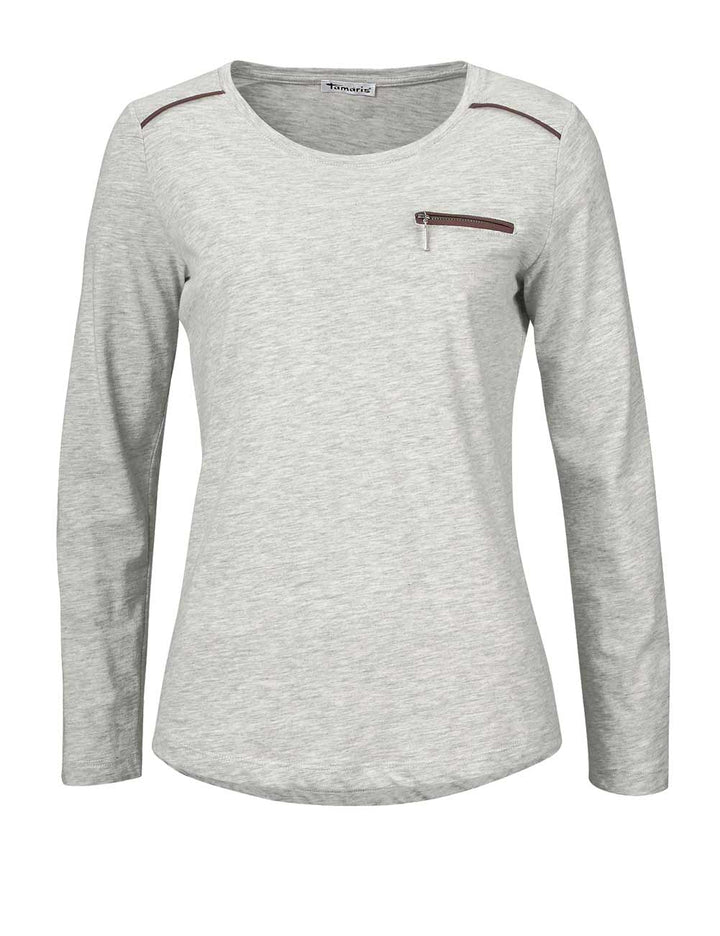 Tamaris Damen Marken-Jerseyshirt, grau-melange