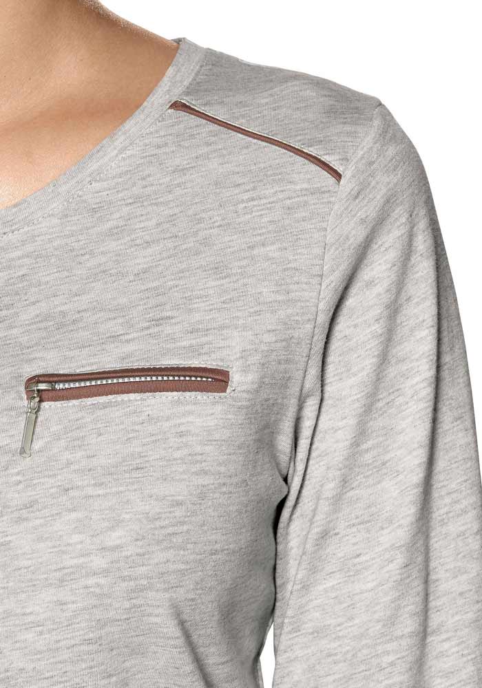 Tamaris Damen Marken-Jerseyshirt, grau-melange