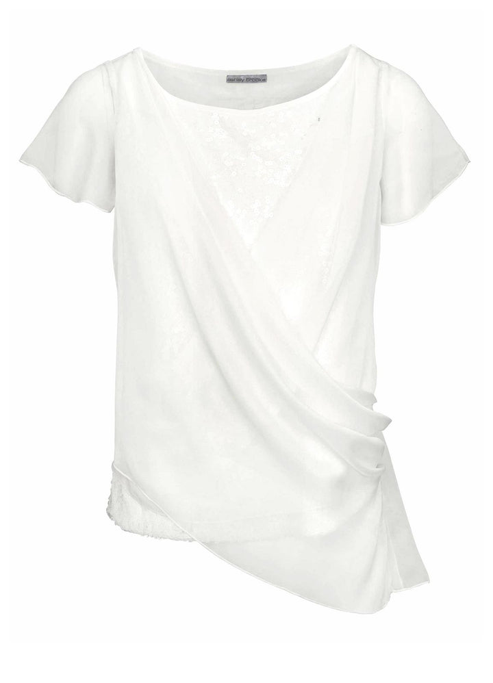 Ashley Brooke Damen Designer-Shirt mit Pailletten, weiß