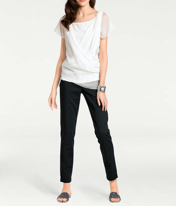 Ashley Brooke Damen Designer-Shirt mit Pailletten, weiß