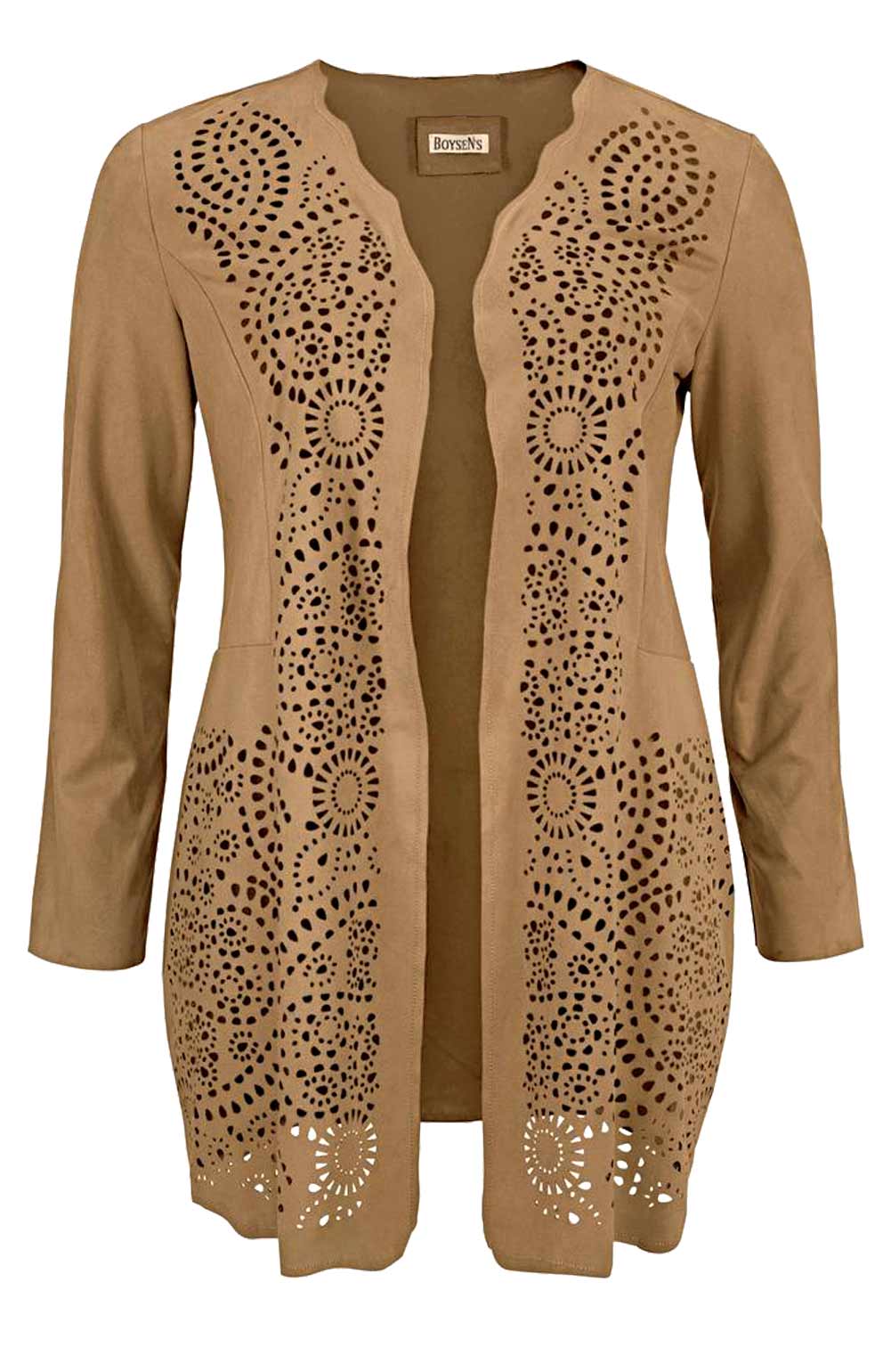 Boysens Damen Velourslederimitat-Longjacke, camel