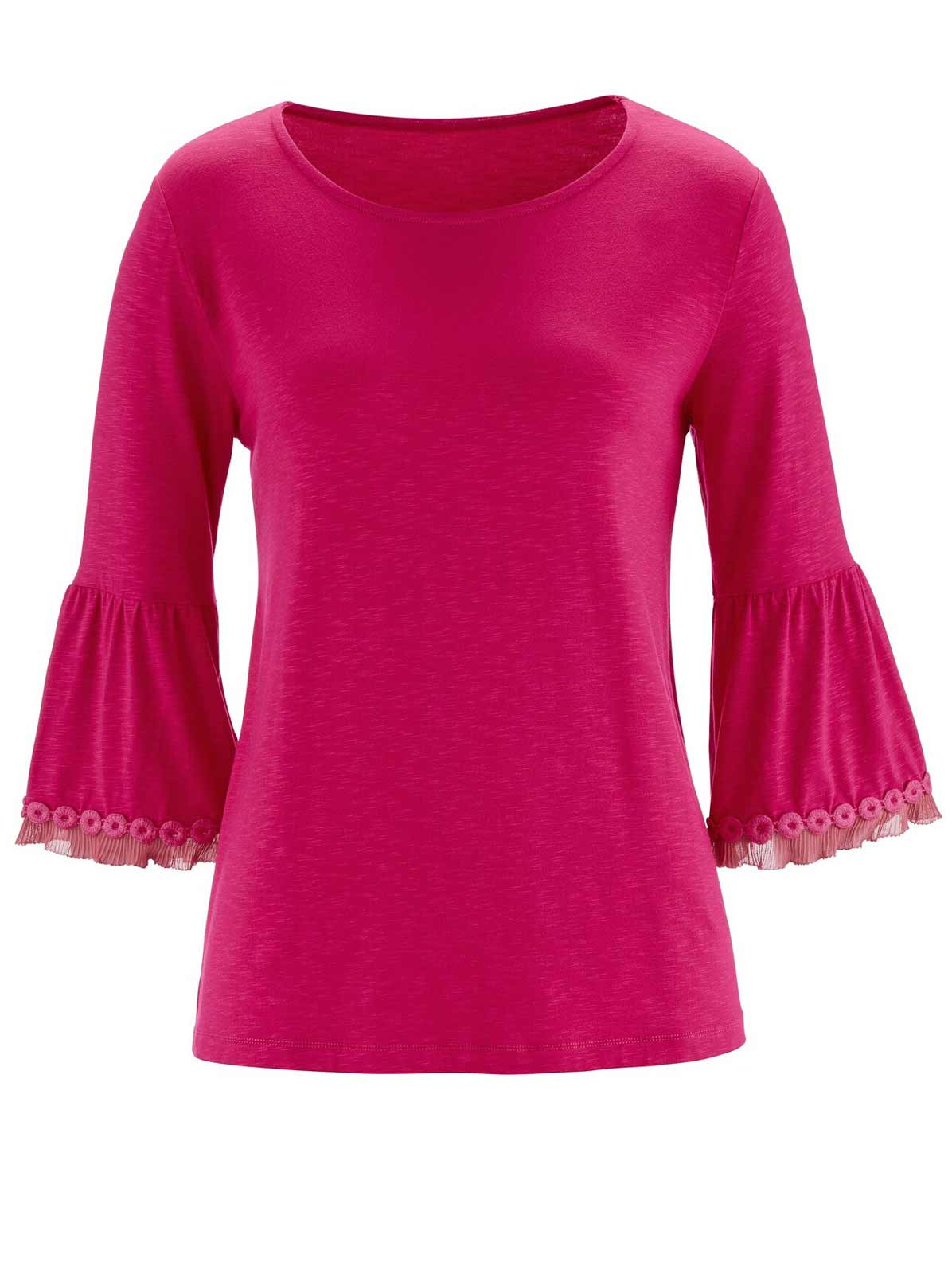 CRéATION L Damen Jerseyshirt mit Volants, pink