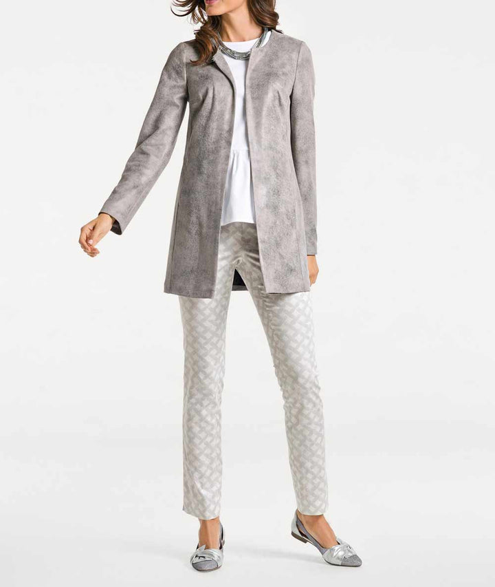 Patrizia Dini Damen Designer-Lederimitat-Jacke, grau-used