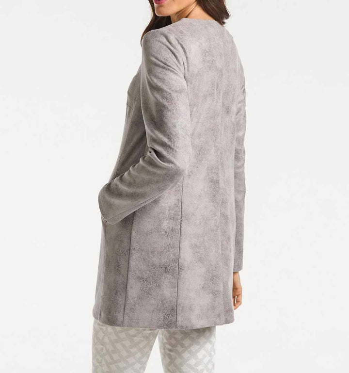 Patrizia Dini Damen Designer-Lederimitat-Jacke, grau-used