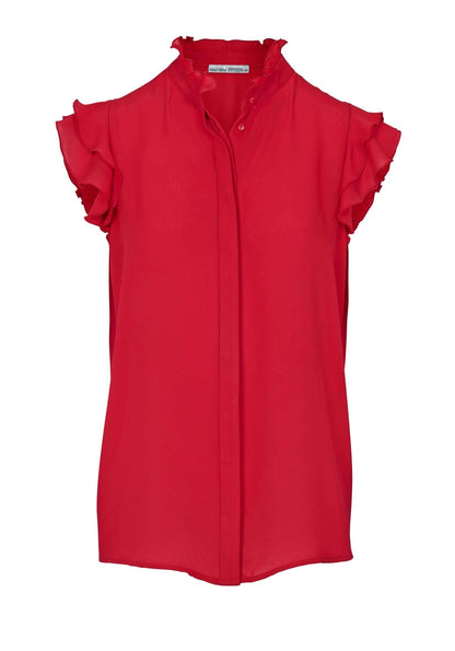 Ashley Brooke Damen Designer-Bluse mit Volants, rot