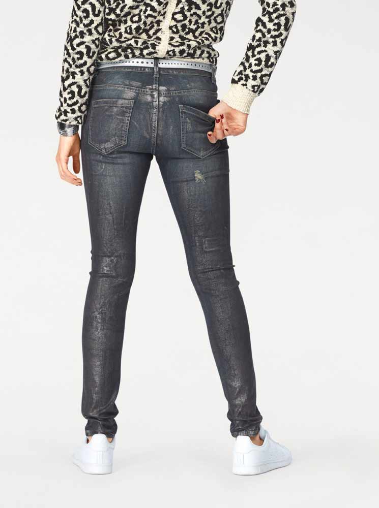 Blue Monkey Damen Marken-Jeans mit Badges, dunkelblau, 32 inch