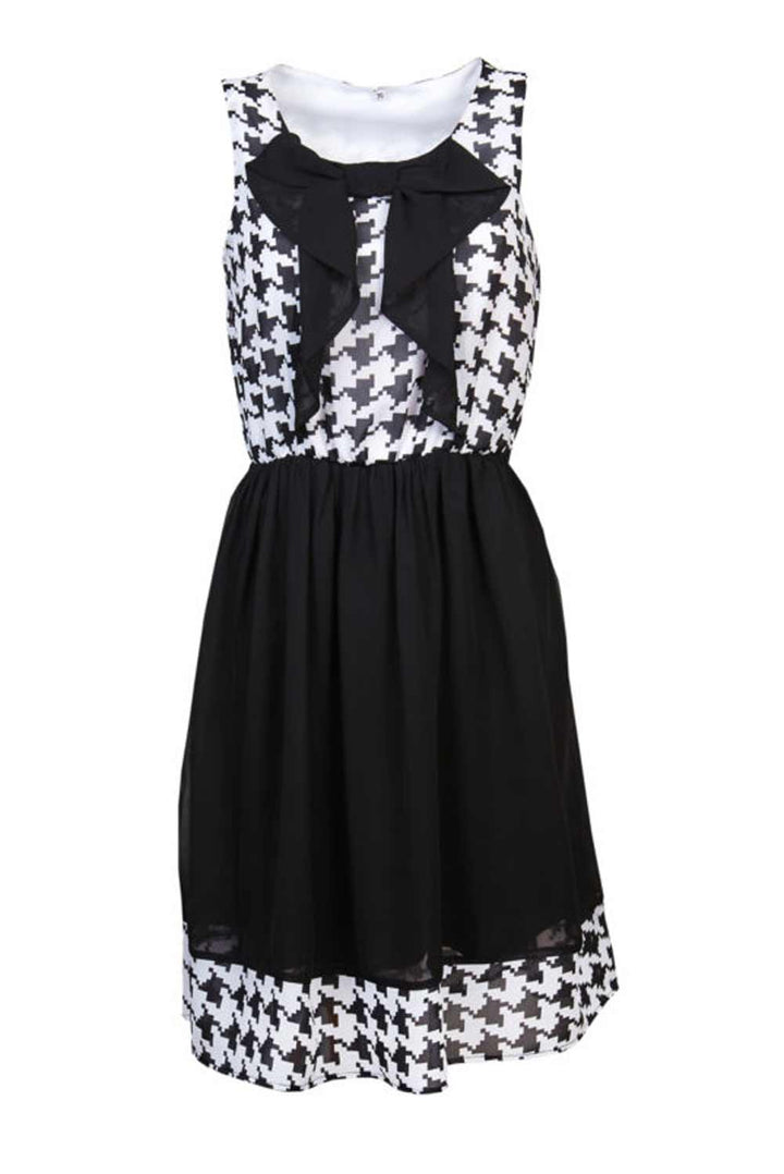 Chiffon-Kleid, schwarz-weiß