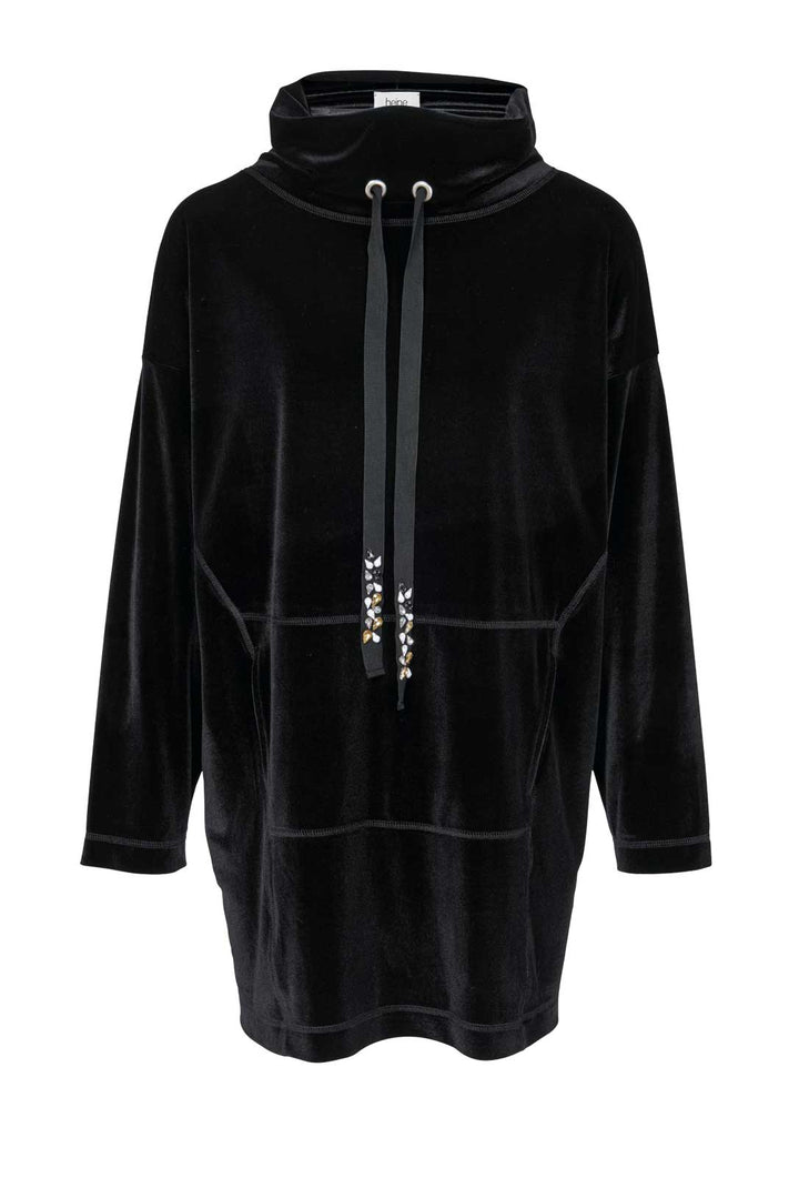 Heine Damen Samt-Longshirt-Kleid, schwarz