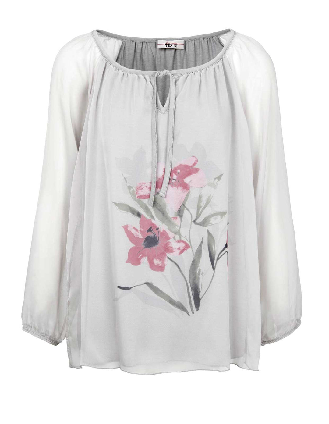 Linea Tesini Damen Designer-Chiffon-Tunika, grau