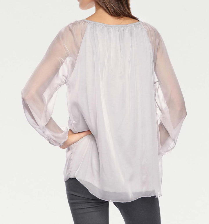 Linea Tesini Damen Designer-Chiffon-Tunika, grau