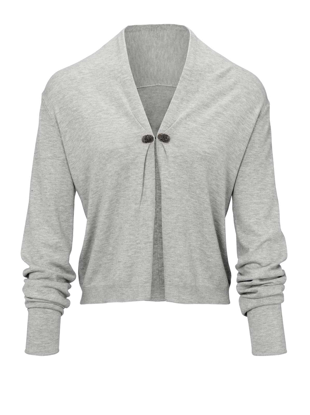 Heine Damen Feinstrickjacke, grau-melange