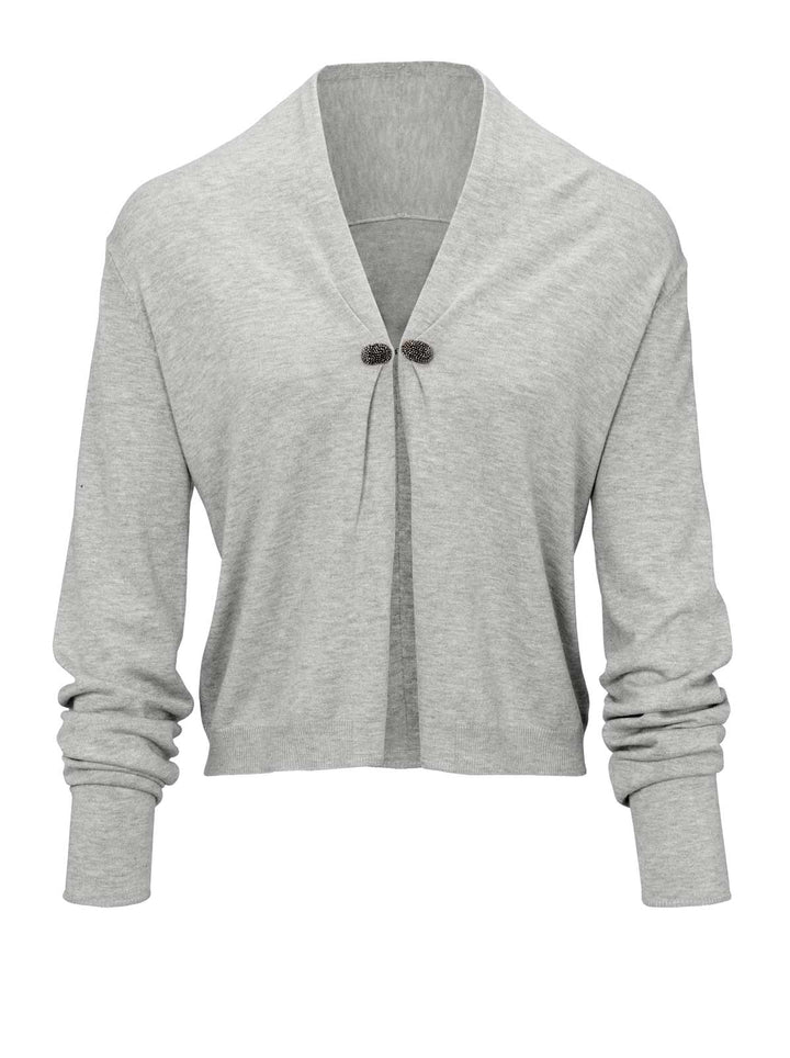 Heine Damen Feinstrickjacke, grau-melange