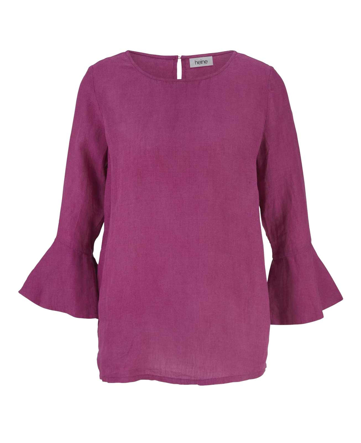 Heine Damen Leinenbluse mit Volants, cyclam