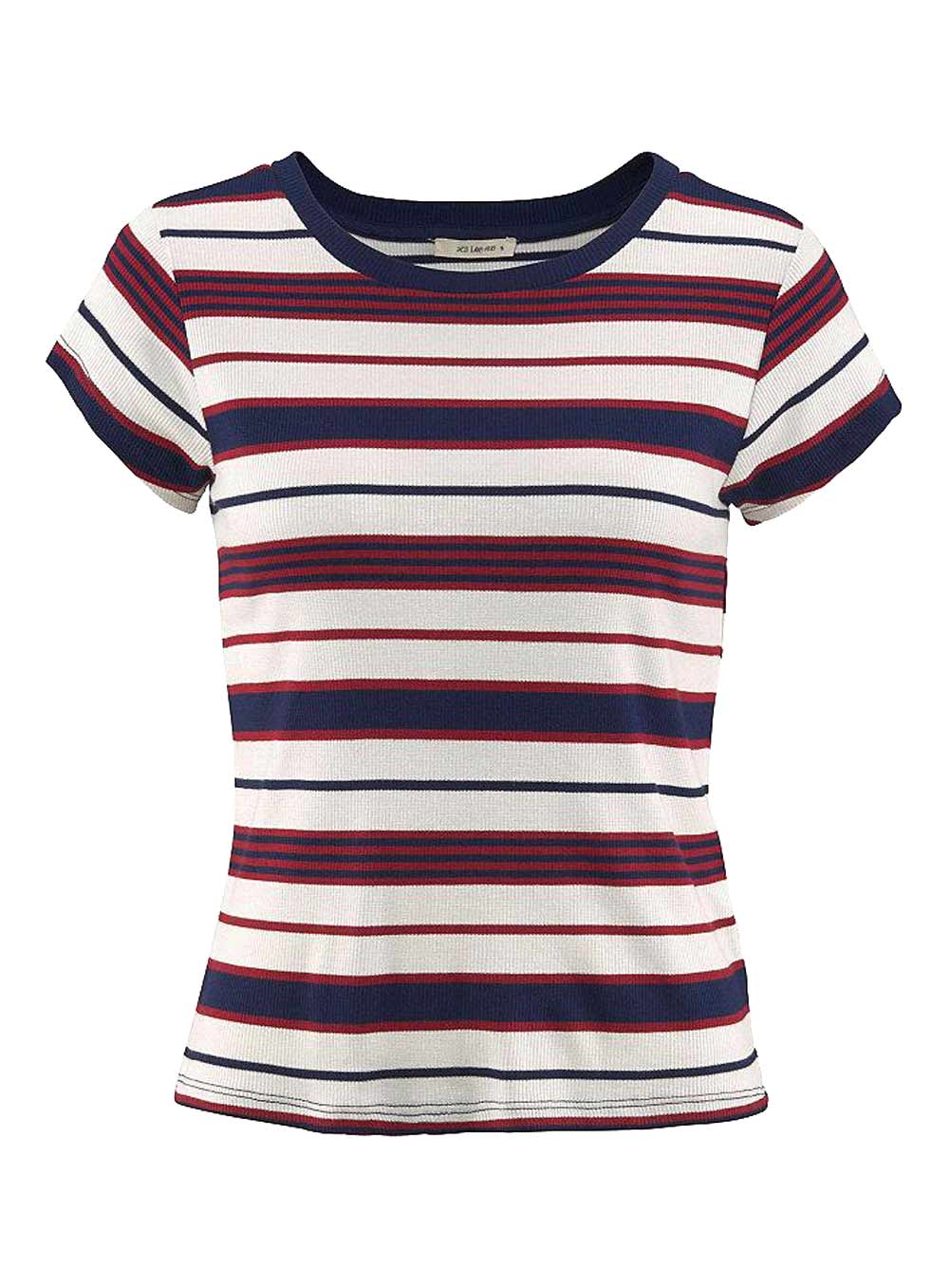 Lee Damen Marken-Streifenshirt, rot-blau-ecru