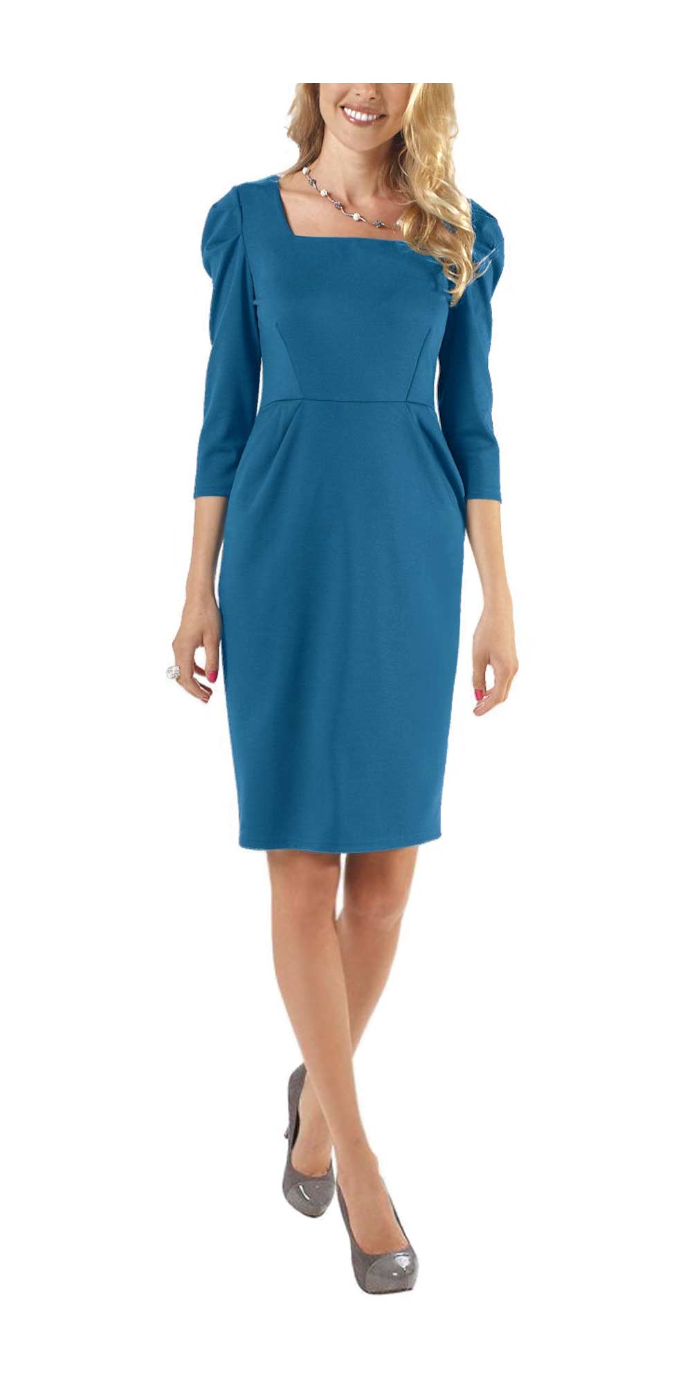 Carree-Kleid, blau