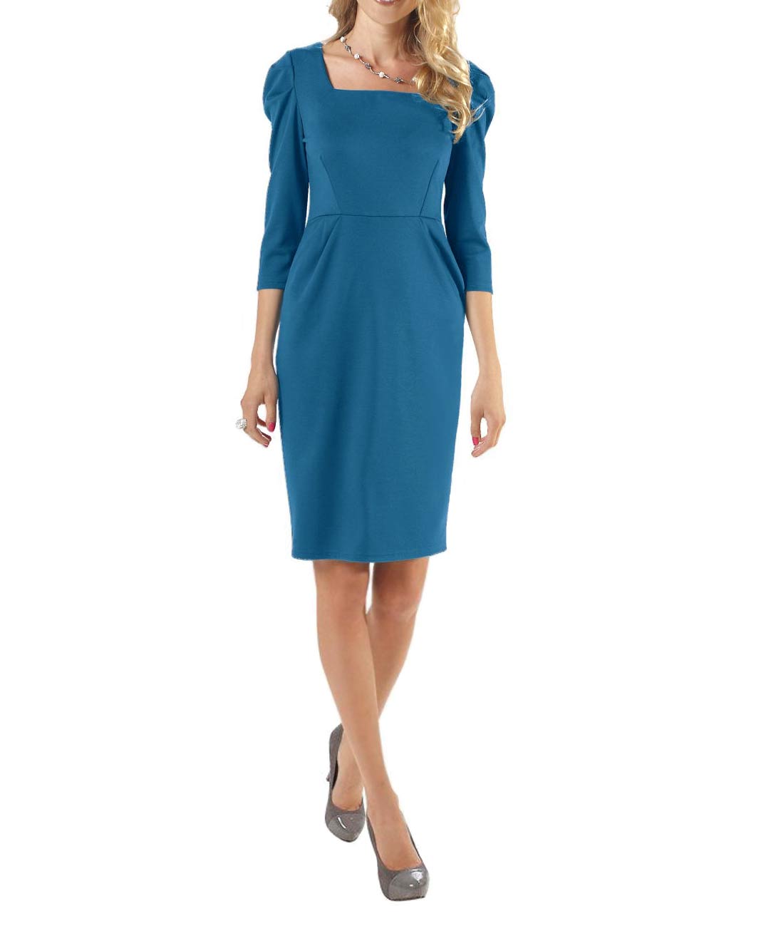 Carree-Kleid, blau