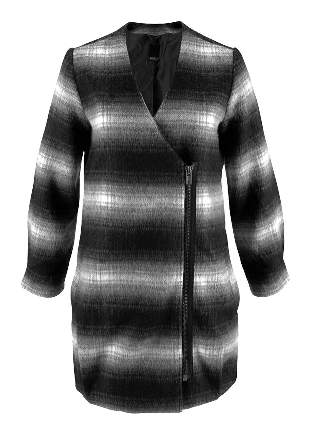 Laura Scott Damen Wollmantel, schwarz-grau