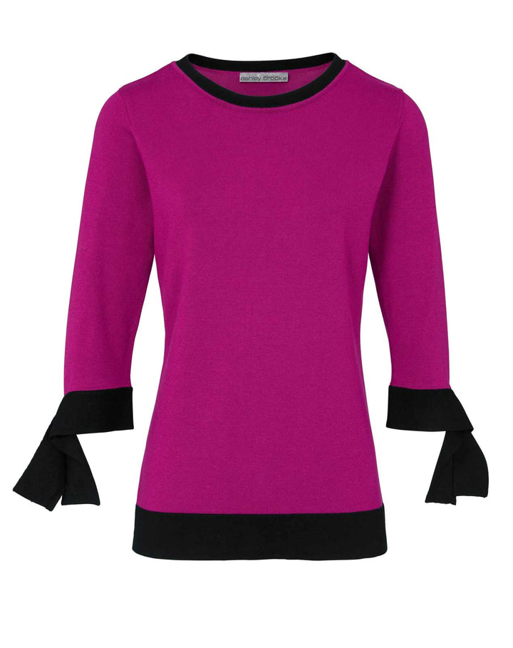 Heine Damen Feinstrickpullover, pink-schwarz