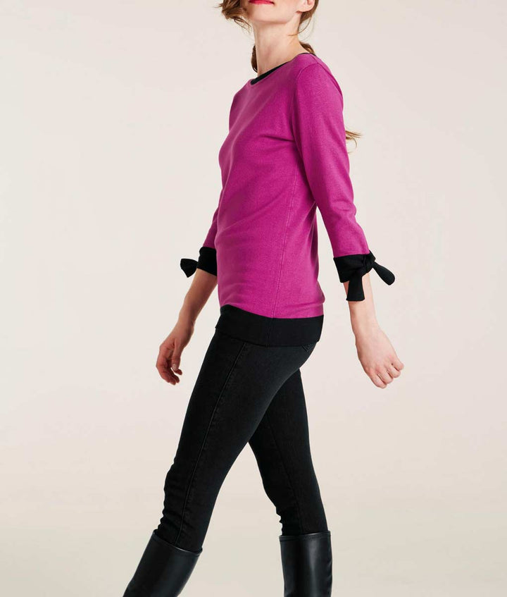 Heine Damen Feinstrickpullover, pink-schwarz
