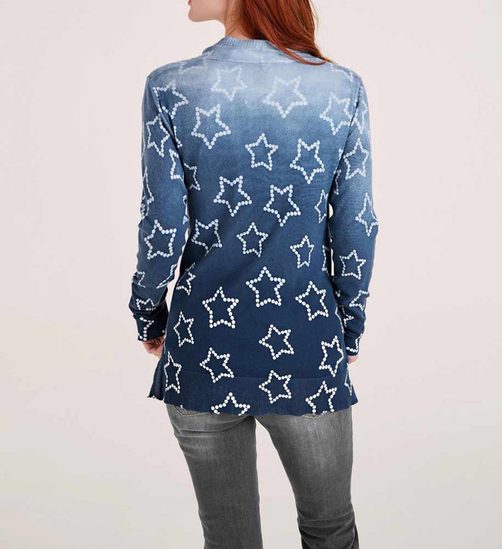 Heine Damen Feinstrickjacke mit Strass, blau