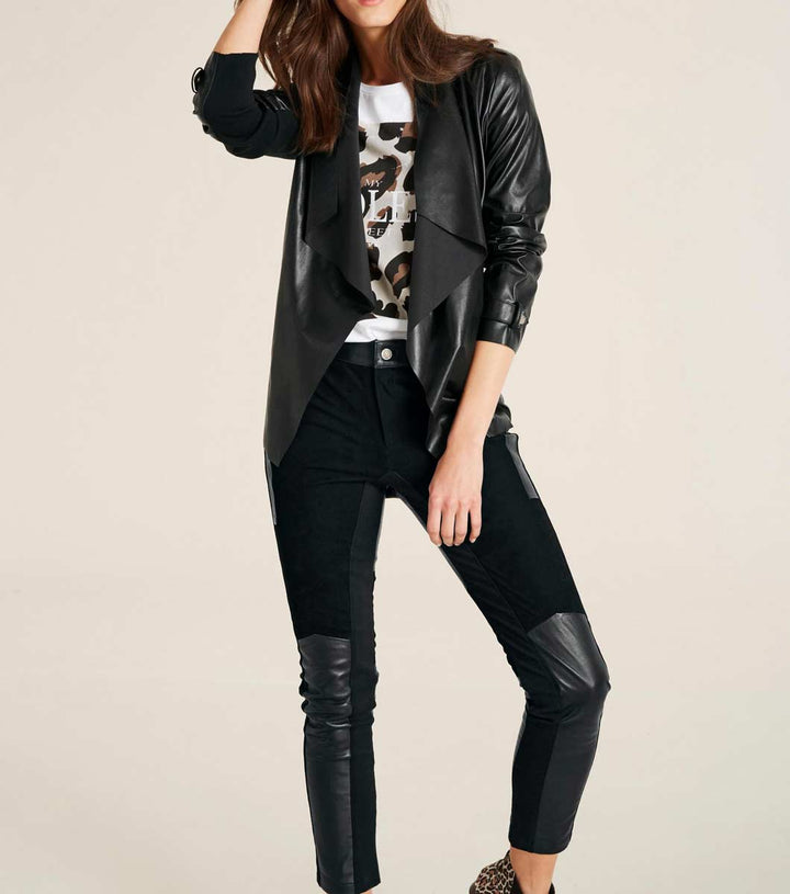 Heine Damen Lederimitatjacke, schwarz