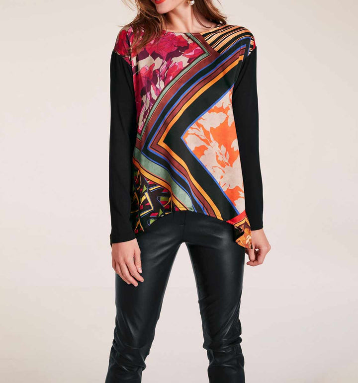 Heine Damen Blusenshirt, schwarz-bunt