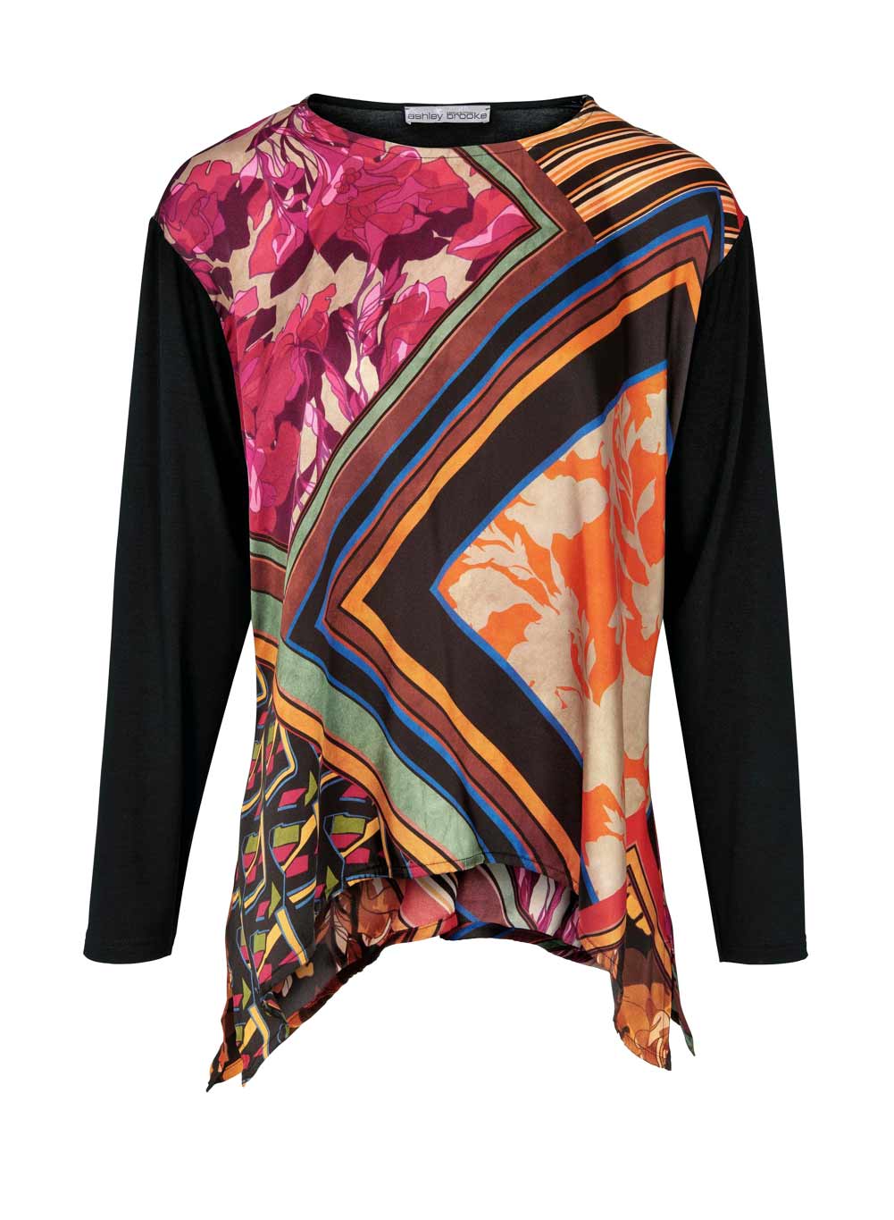 Heine Damen Blusenshirt, schwarz-bunt