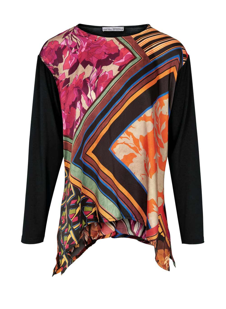 Heine Damen Blusenshirt, schwarz-bunt