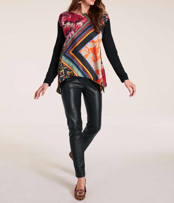 Heine Damen Blusenshirt, schwarz-bunt