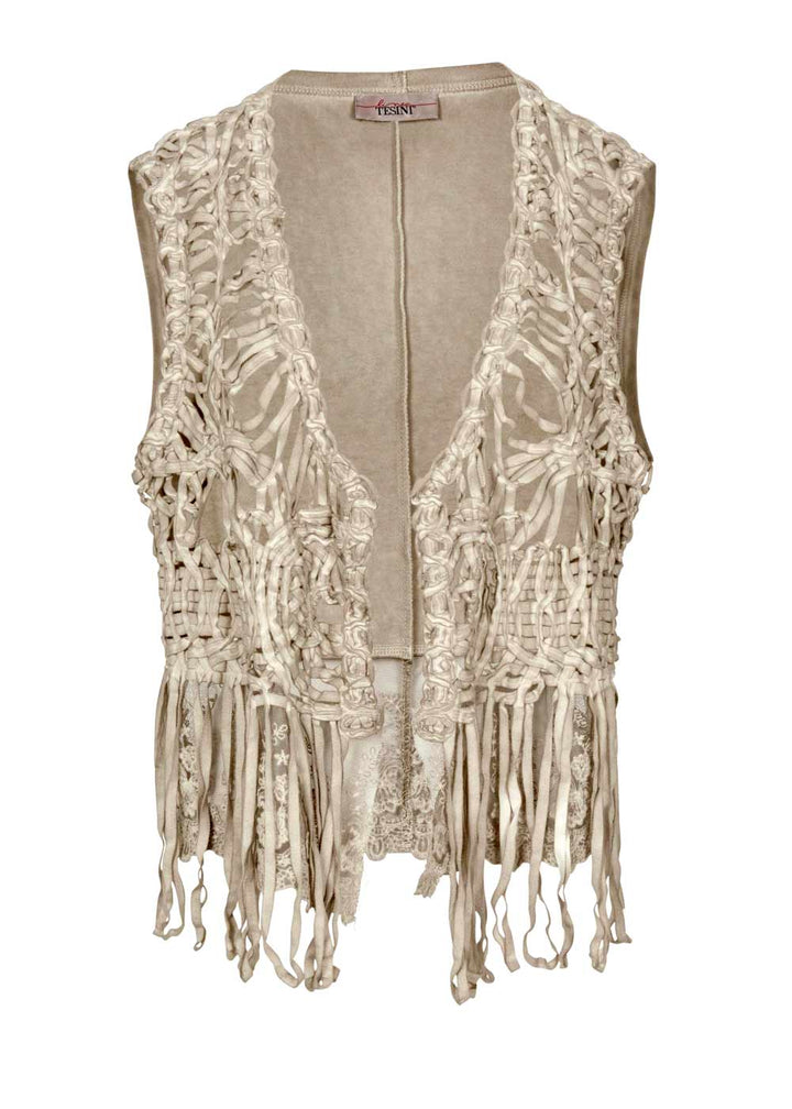 Linea Tesini Damen Designer-Weste, sand