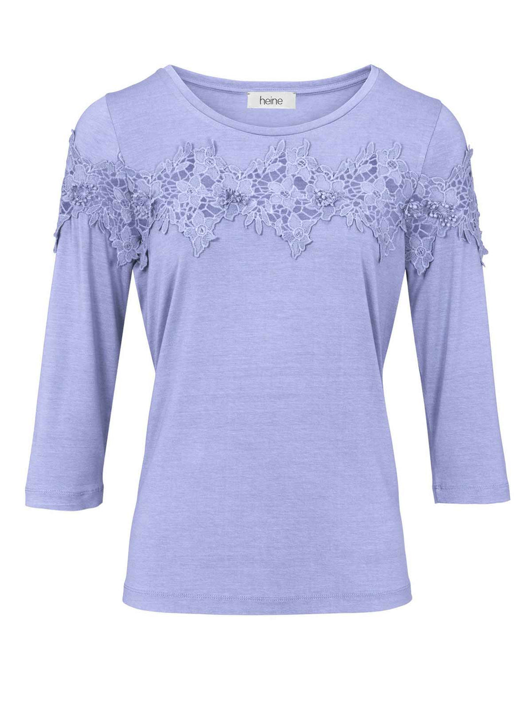 Heine Damen Shirt mit Spitze,  jeansblau