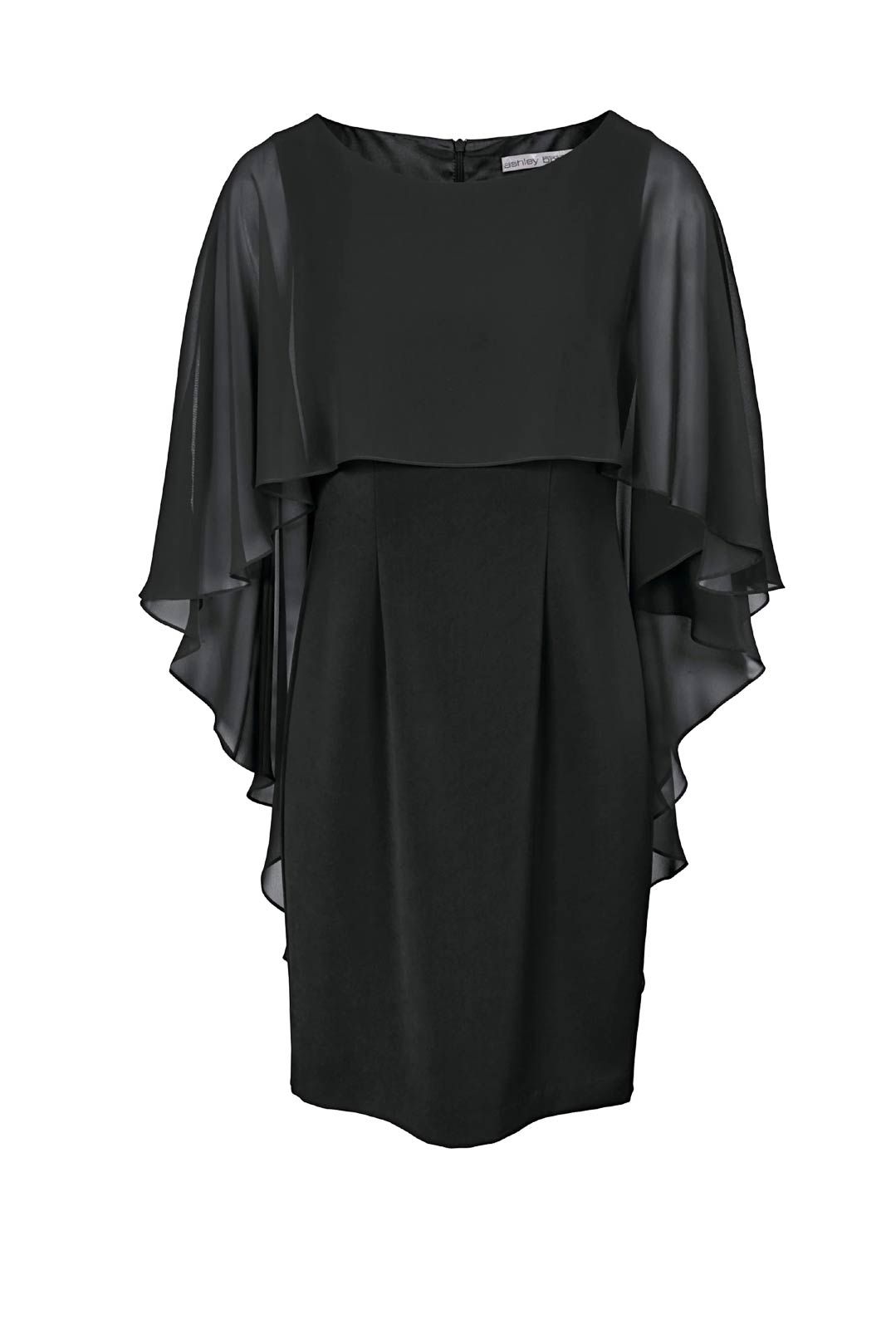HEINE Damen Kleid mit Chiffonüberwurf, schwarz