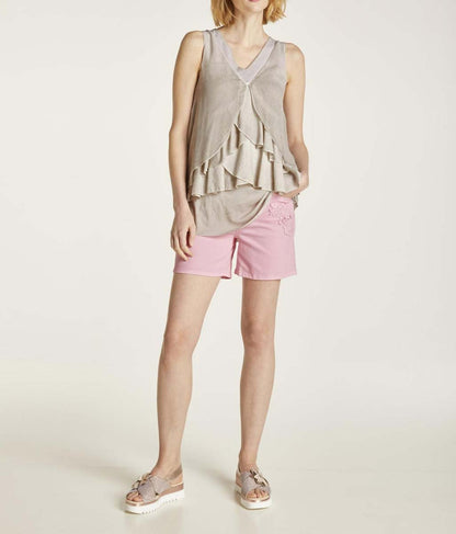HEINE Damen Volanttop mit Pailletten, beige