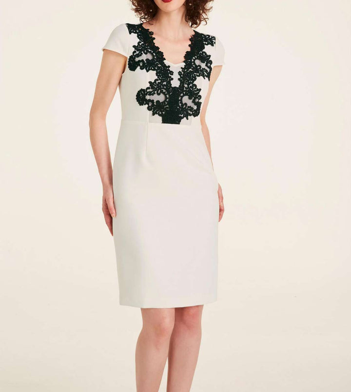Ashley Brooke Damen Designer-Spitzenkleid, offwhite-schwarz