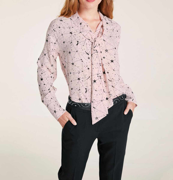 Ashley Brooke Damen Designer-Druckbluse mit Schluppe, rosé