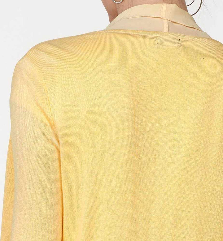 Laura Scott Damen Cardigan mit Chiffon, gelb