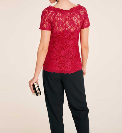 Heine Damen Spitzenshirt, rot