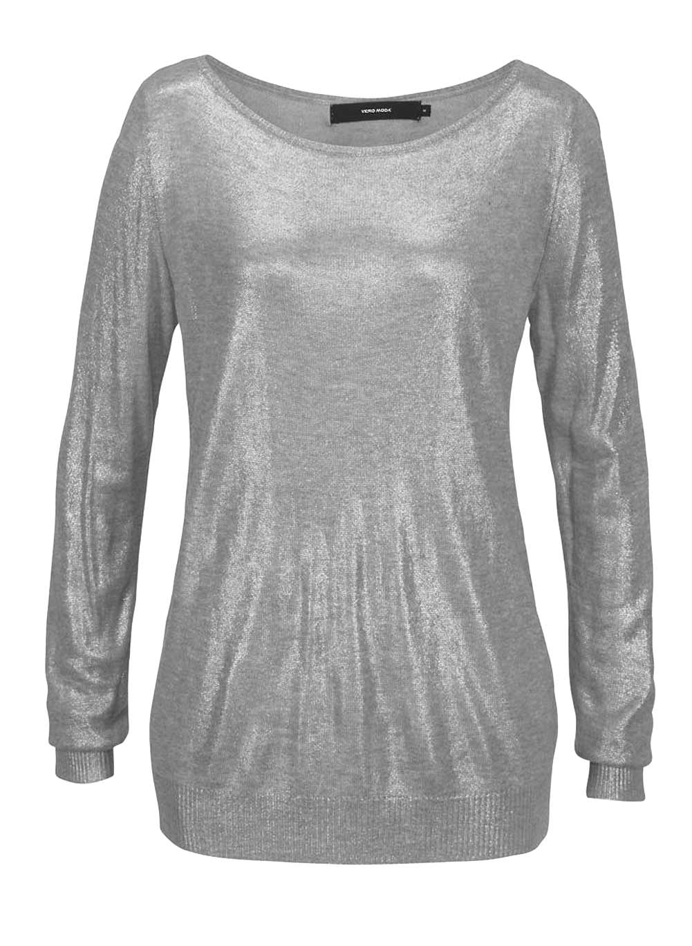 Vero Moda Damen Marken-Pullover "LUNA", grau-metallic