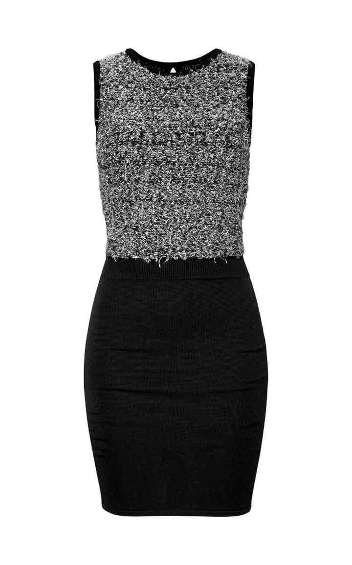 Marc New York Damen Marken-Strickkleid, schwarz-silber