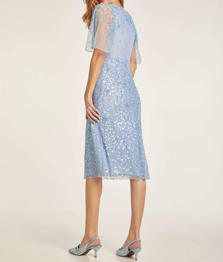 HEINE Damen Cocktailkleid mit Pailletten, hellblau