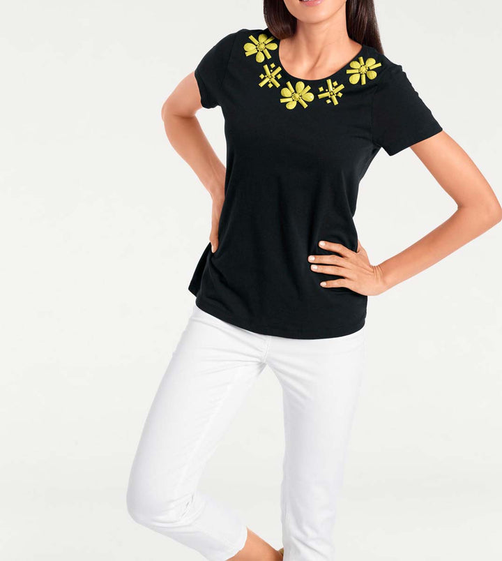 Ashley Brooke Damen Designer-Shirt, schwarz-gelb