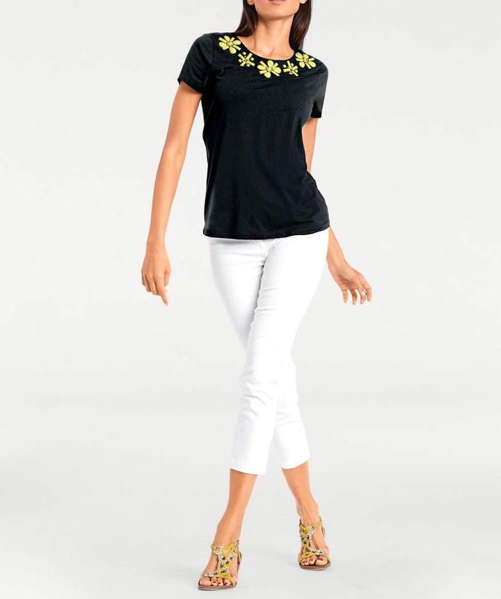 Ashley Brooke Damen Designer-Shirt, schwarz-gelb