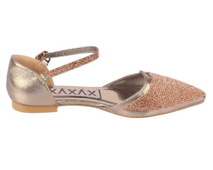 Xyxyx Damen Marken-Ballerina m. Strass, roségold