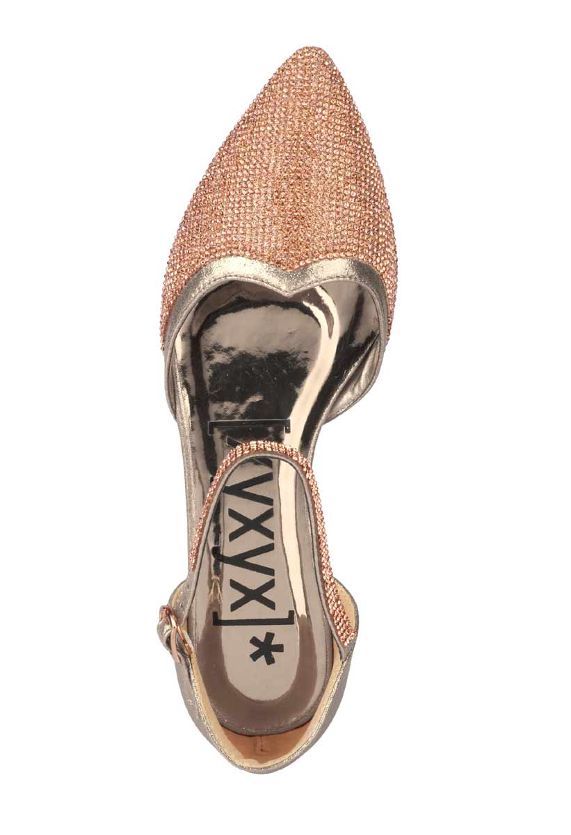 Xyxyx Damen Marken-Ballerina m. Strass, roségold