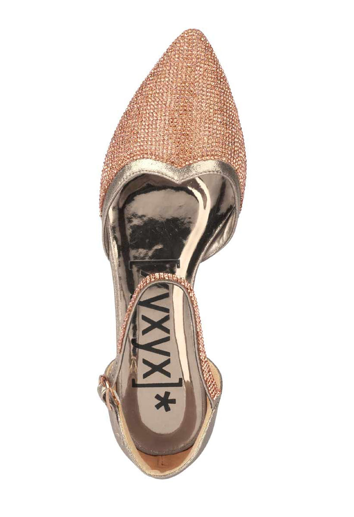 Xyxyx Damen Marken-Ballerina m. Strass, roségold